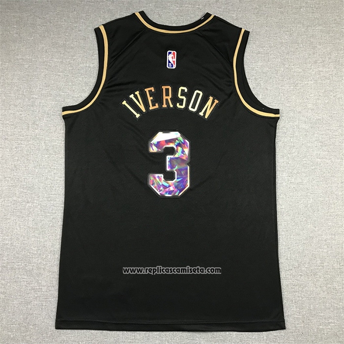 Camiseta Golden Edition Philadelphia 76ers Allen Iverson #3 2021-22 Negro